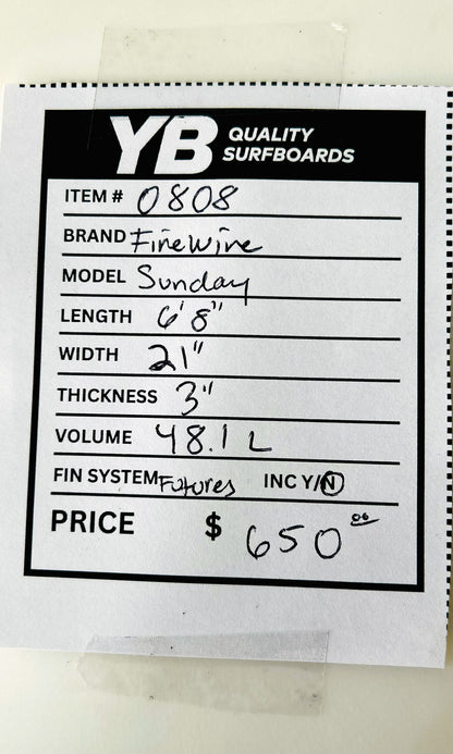Firewire 6'8" 48L Sunday Surfboard