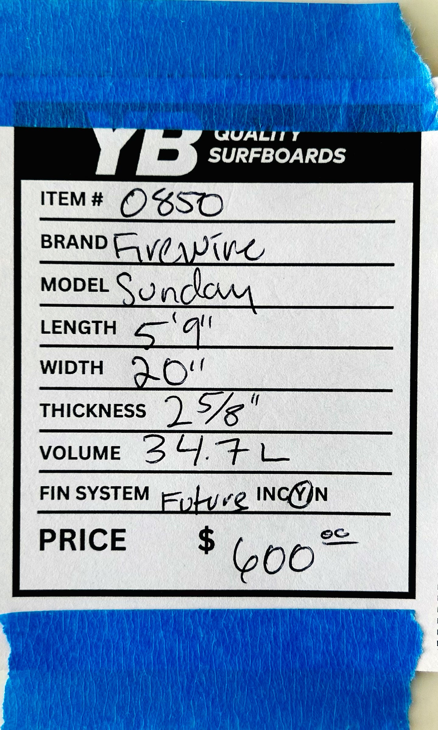 Firewire 5'9" 34.7L Sunday Used Surfboard