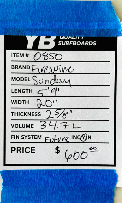 Firewire 5'9" 34.7L Sunday Used Surfboard