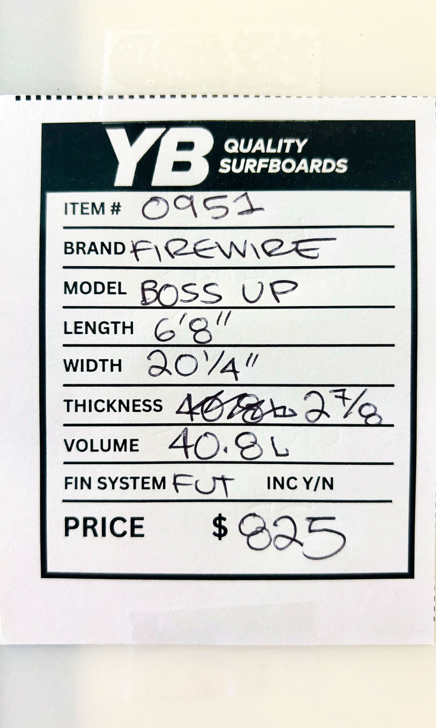 Firewire 6'8" 40.8L Boss Up Used Surfboard