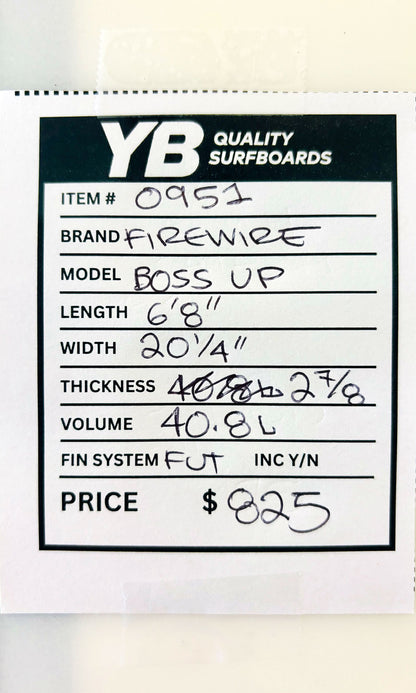 Firewire 6'8" 40.8L Boss Up Used Surfboard