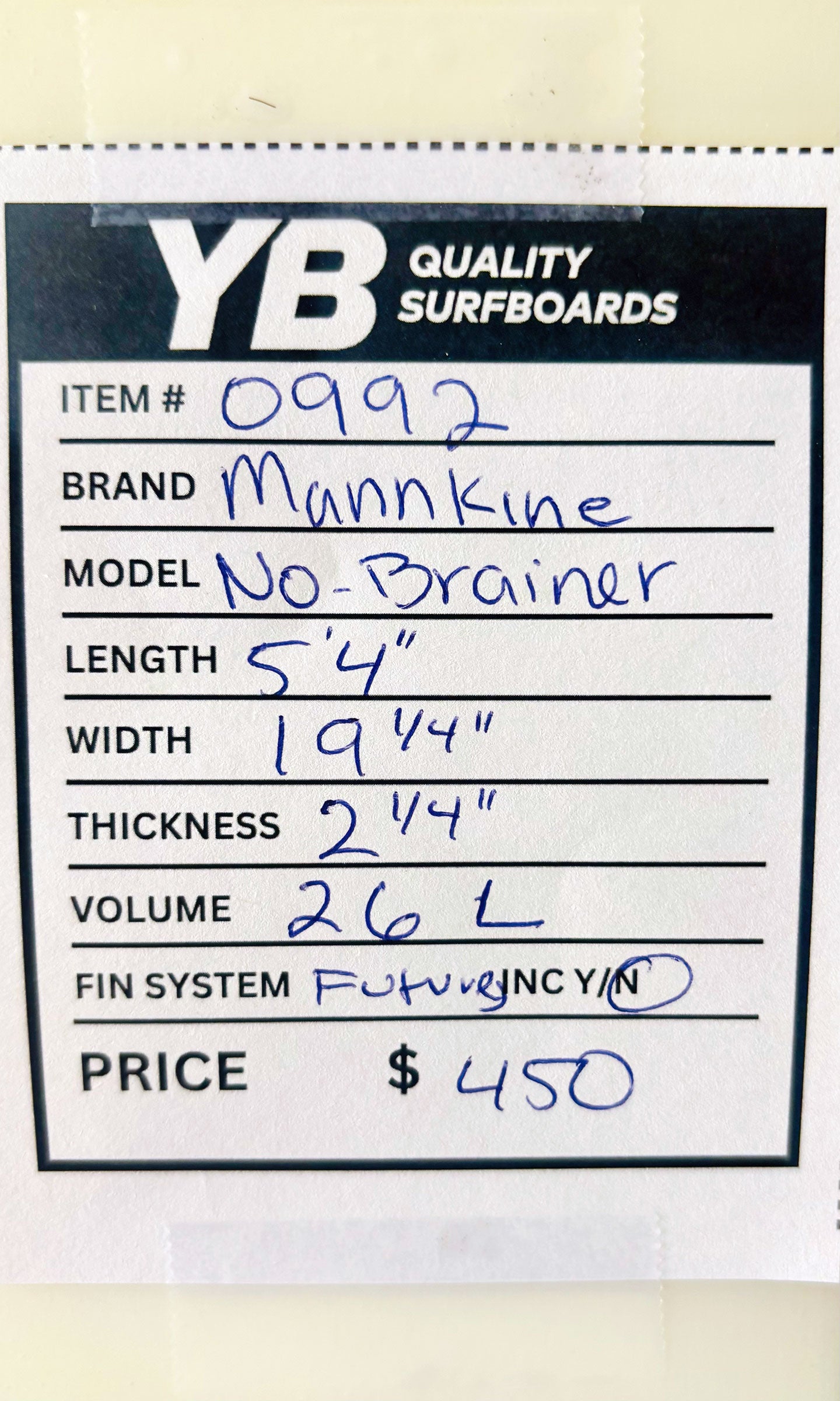 Mannkine 5'4" 26L No Brainer Surfboard