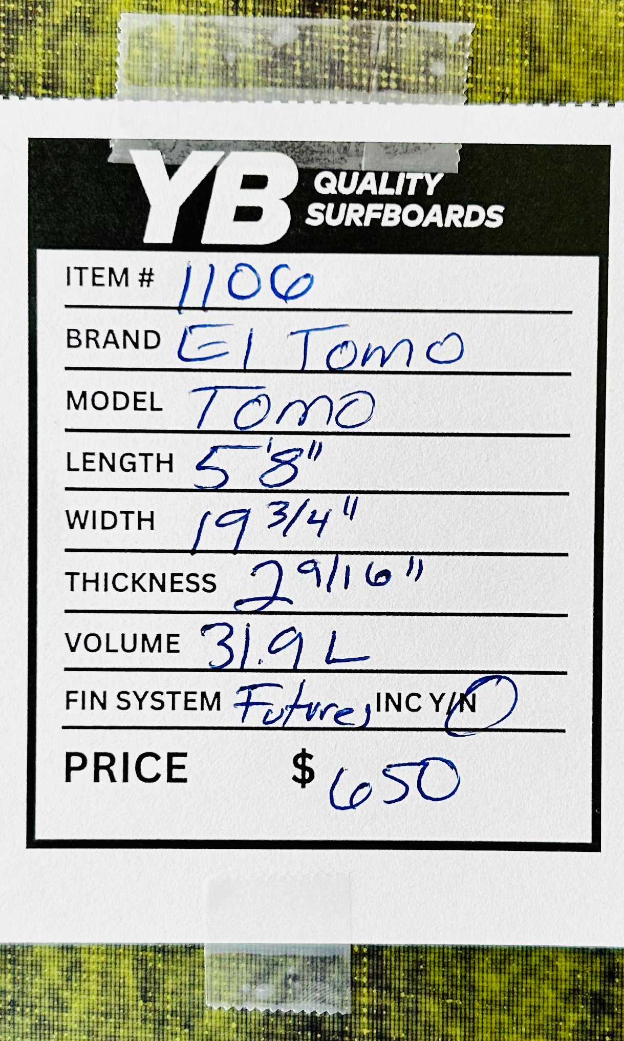 Firewire 5'8" 31.9L El Tomo Used Surfboard