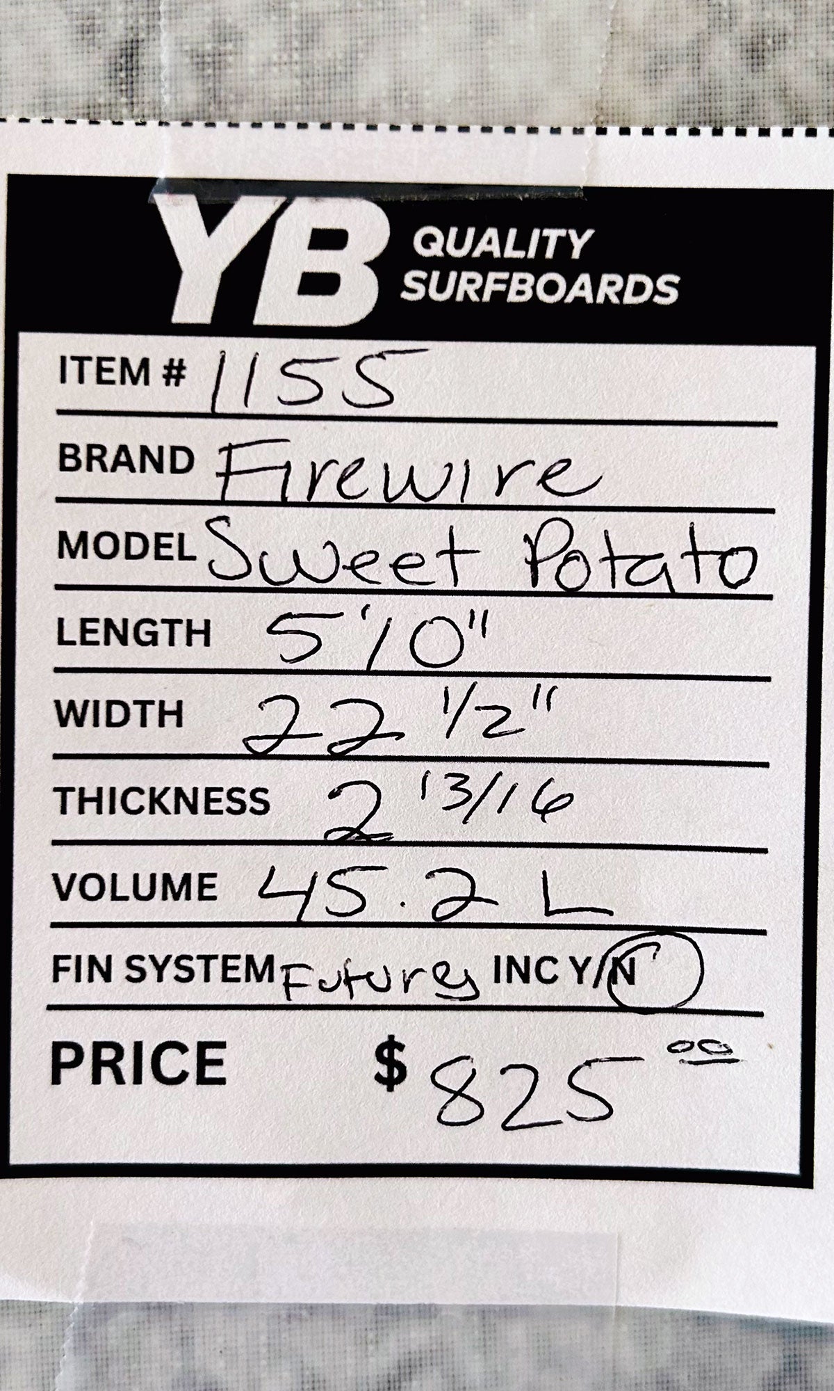 Firewire 5'10" 45.2L Sweet Potato Used Surfboard