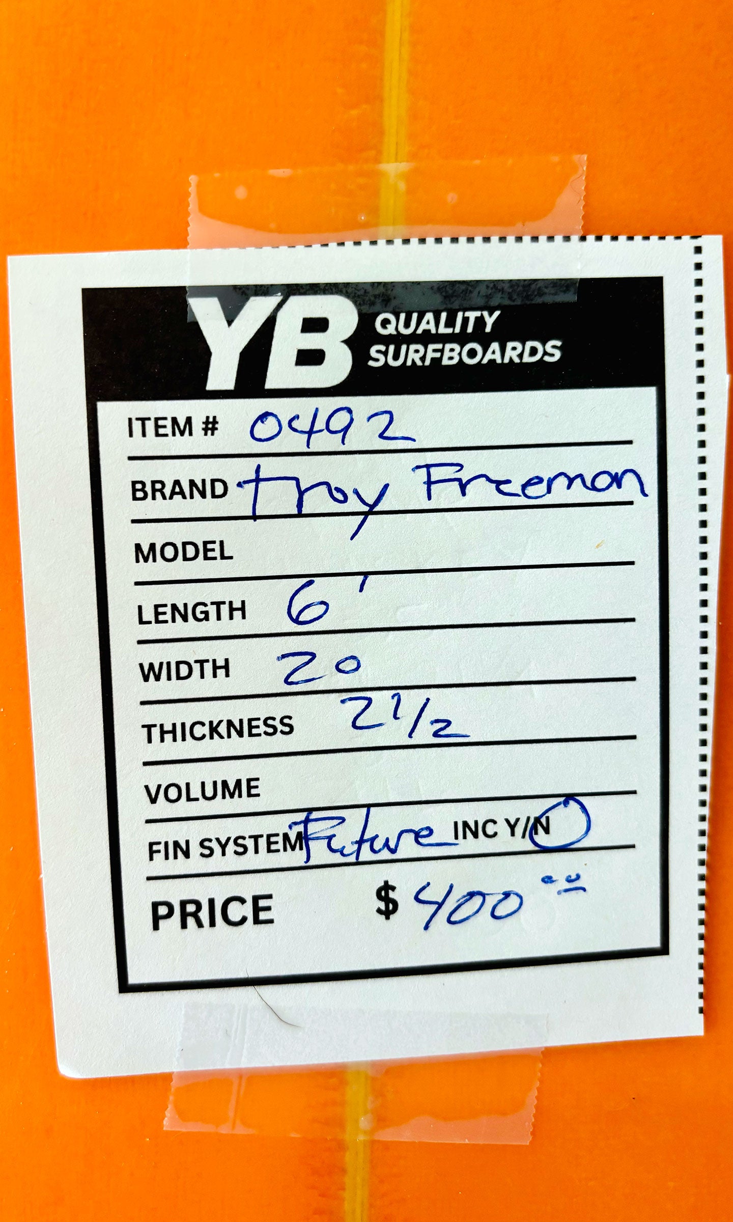 Troy Freeman 6'0" 33L Surfboard