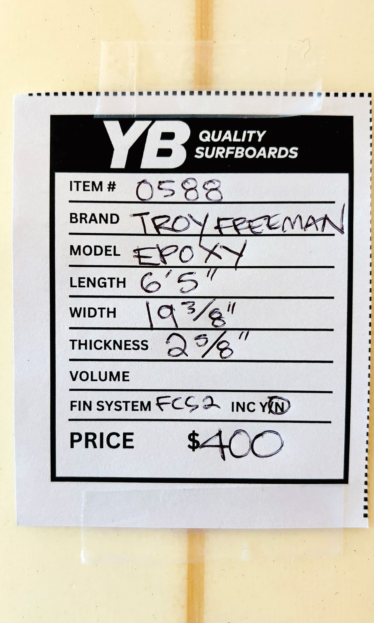 Troy Freeman 6'5" 33L Surfboard