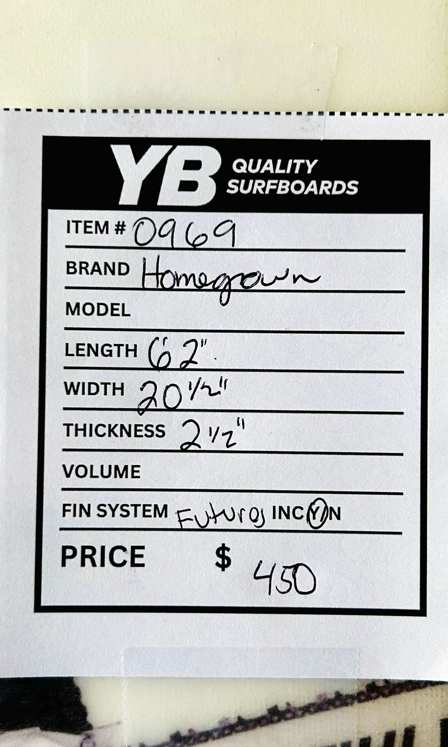 Homegrown 6'2" 36.8L Soros Model Stinger Used Surfboard