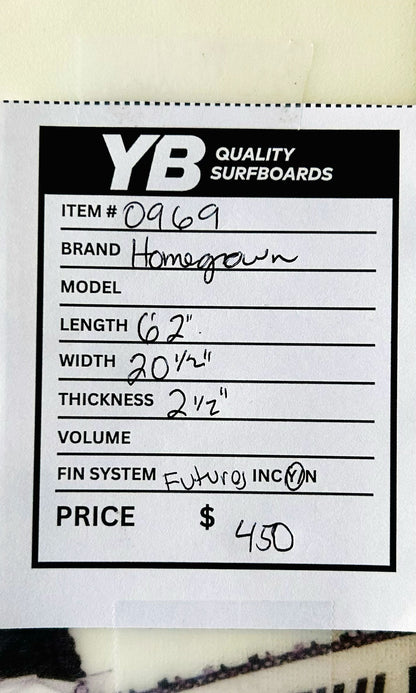 Homegrown 6'2" 36.8L Soros Model Stinger Used Surfboard
