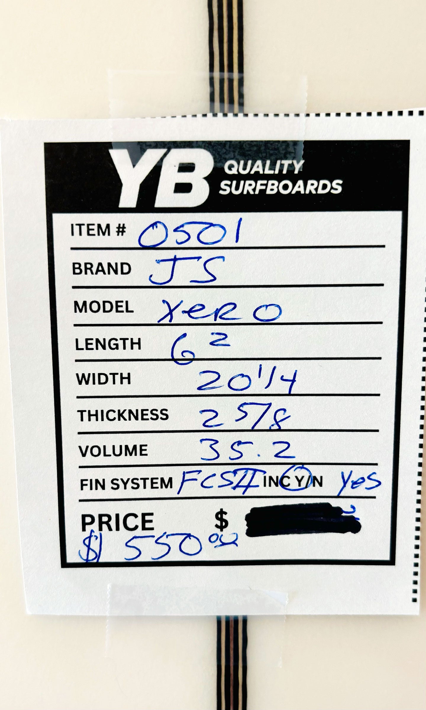 S 6'2" 35.2L Xero Surfboard