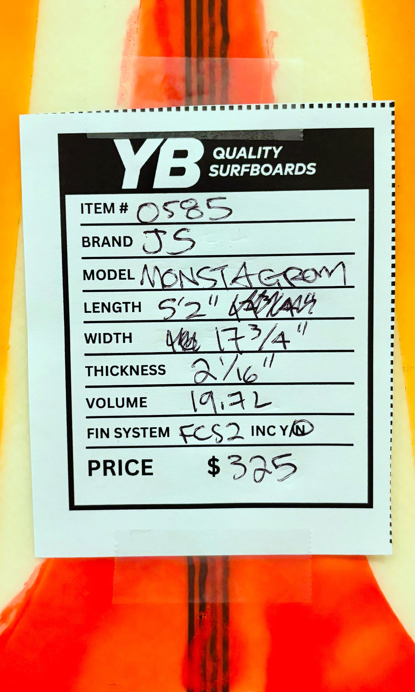 JS 5'2" 19.7L Monsta Grom Surfboard