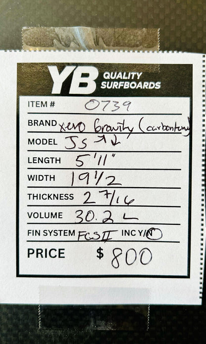 JS 5'11" 30.2L Xero Gravity Used Surfboard