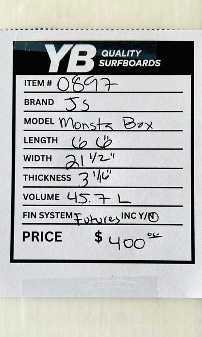 JS 6'6" 45.7L Monsta Box Used Surfboard