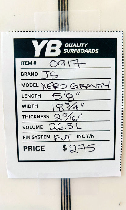 JS 5'8" 26.3L Xero Gravity Used Surfboard
