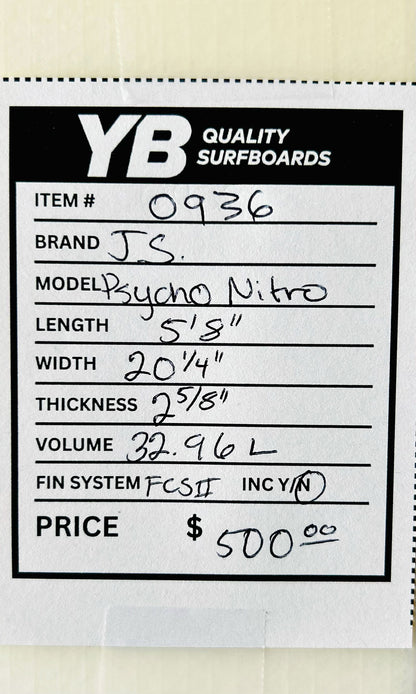 JS 5'8" 33L Psycho Nitro Used Surfboard