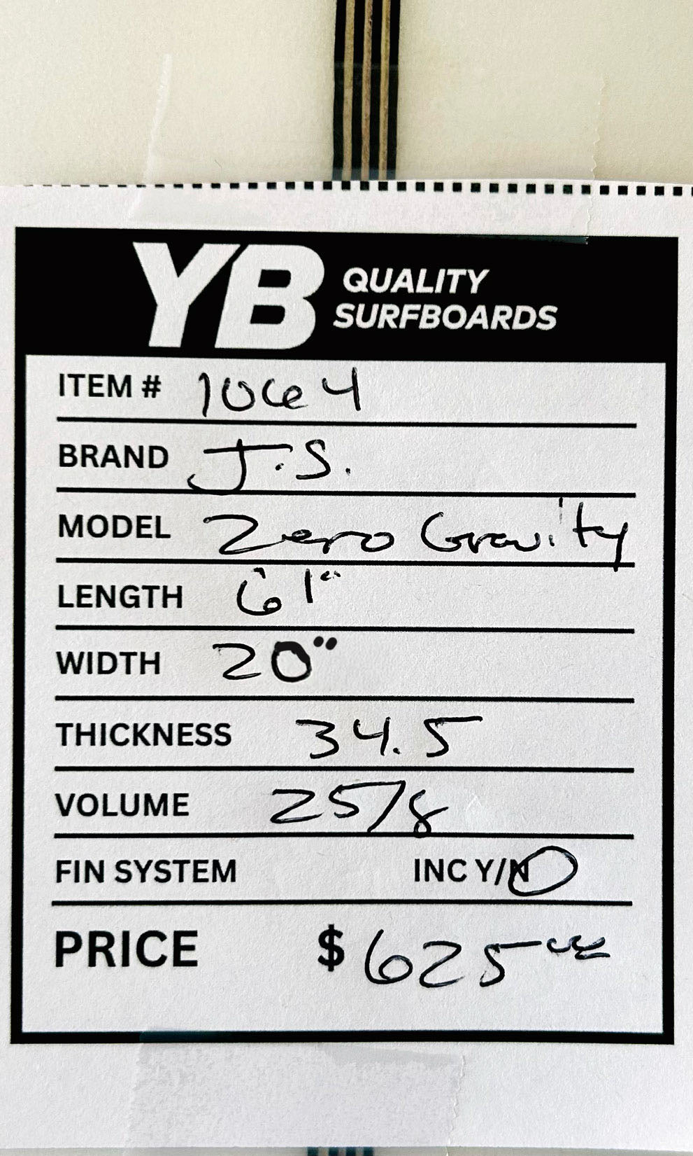 JS 6'1" 34.5L Xero Gravity Used Surfboard