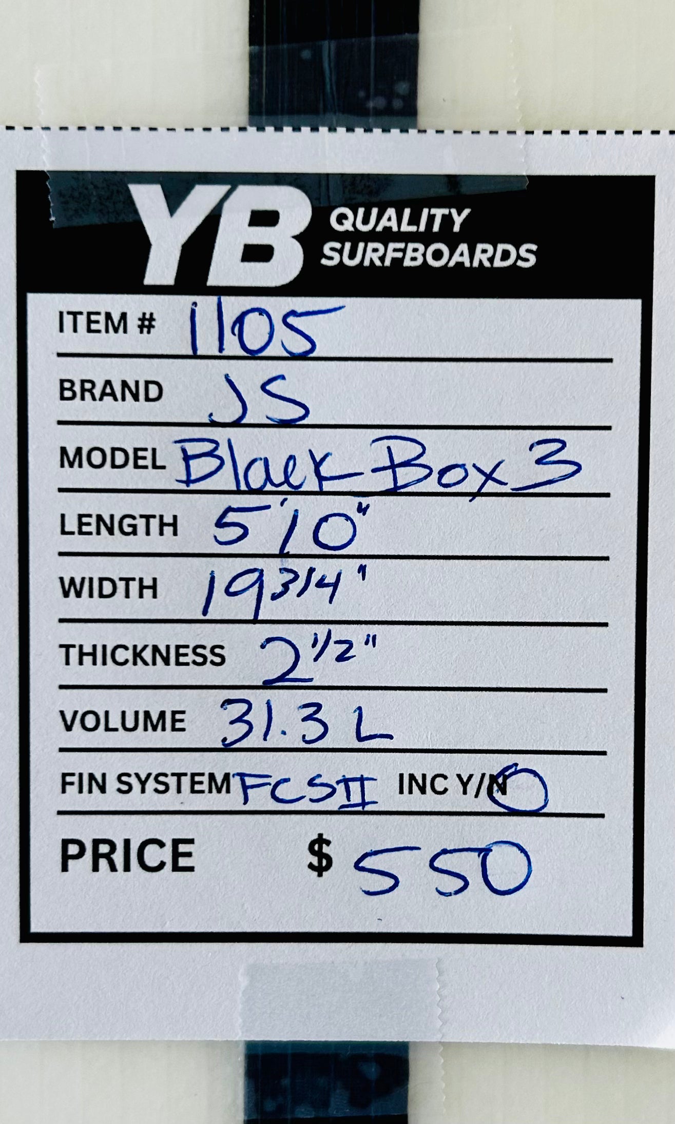 JS 5'10" 31.3L Black Box 3 Used Surfboard