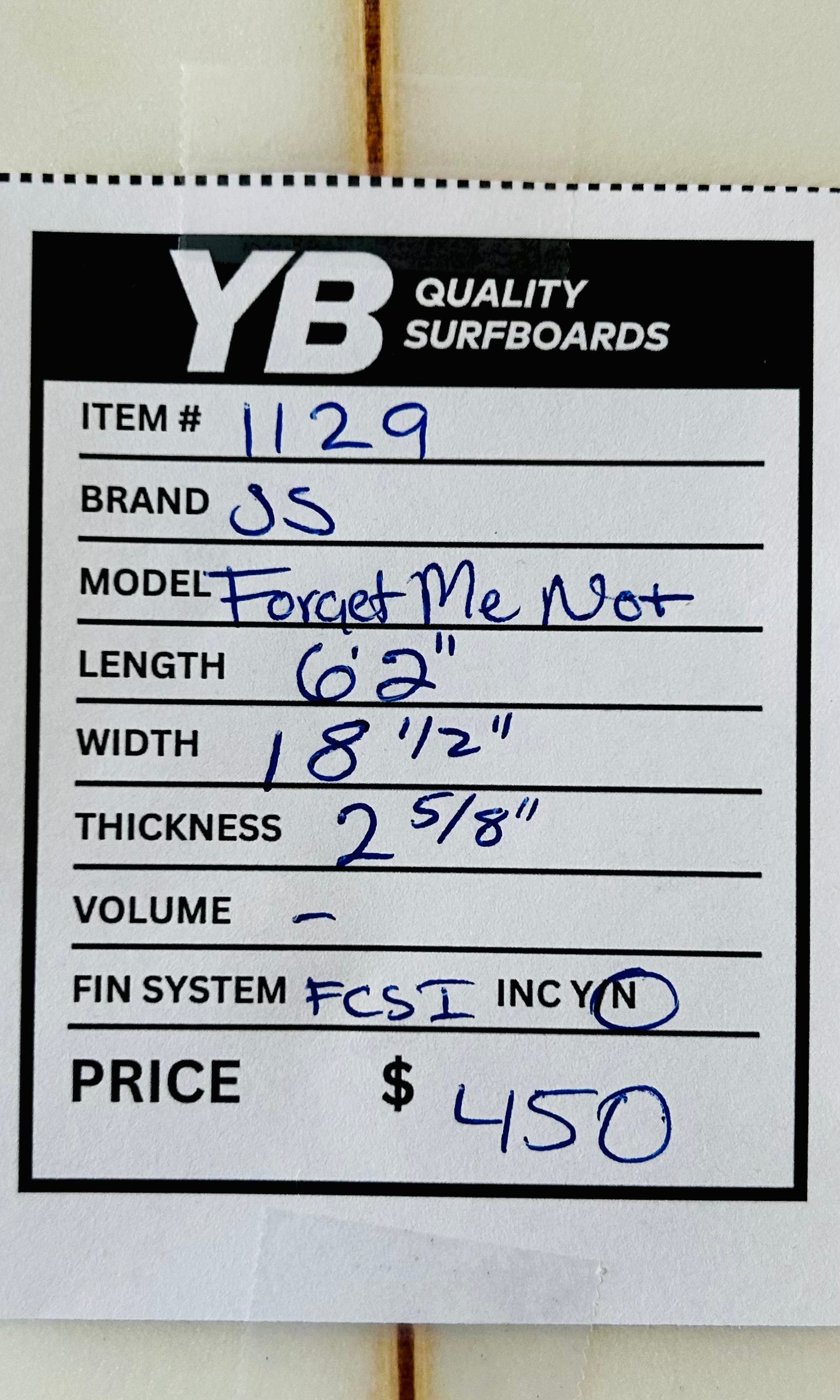 JS 6'2" Forget Me Not Used Surfboard