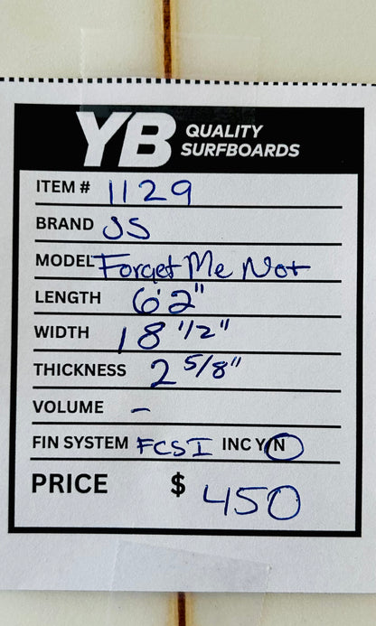 JS 6'2" Forget Me Not Used Surfboard
