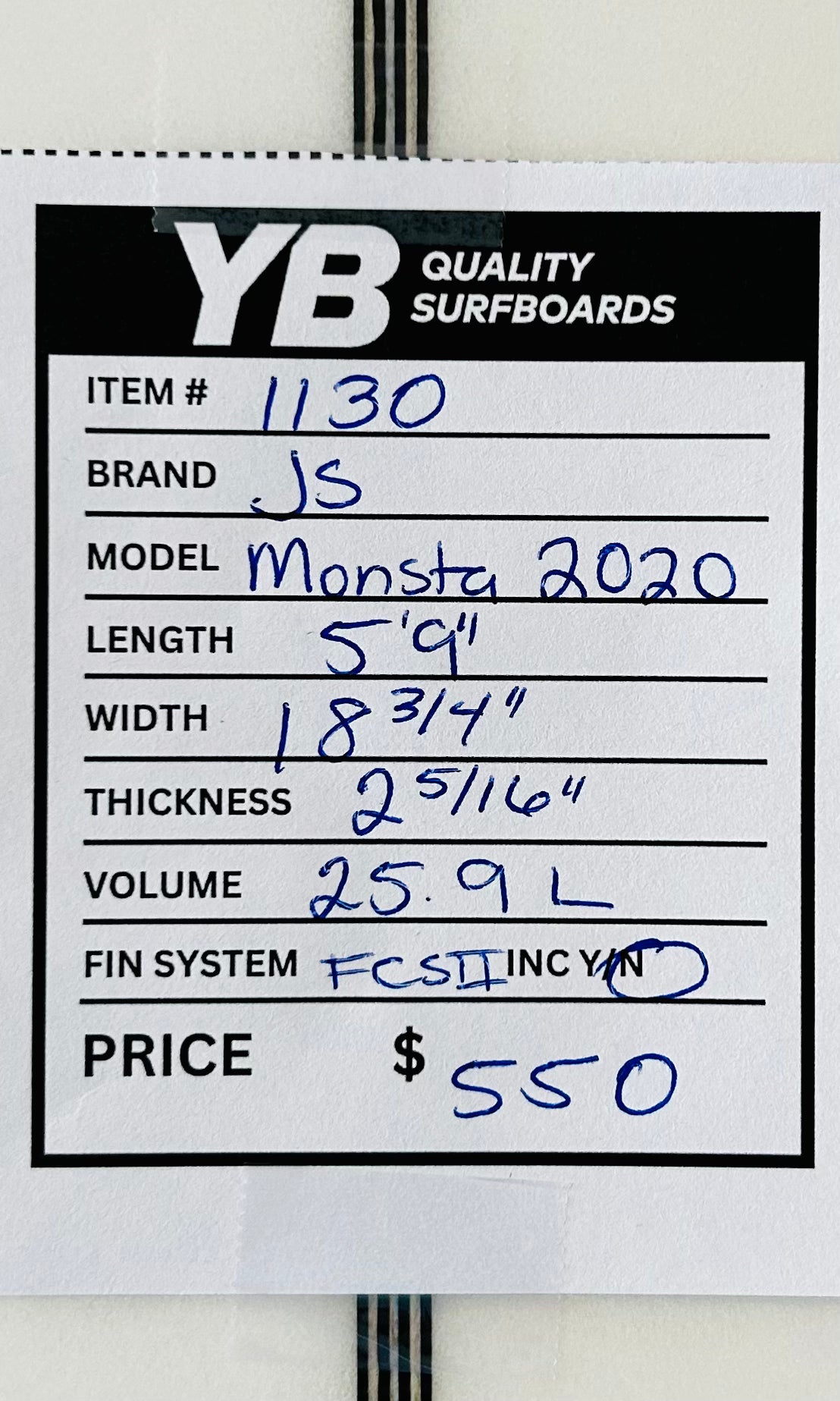 JS 5'9" 25.9L Monsta Used Surfboard