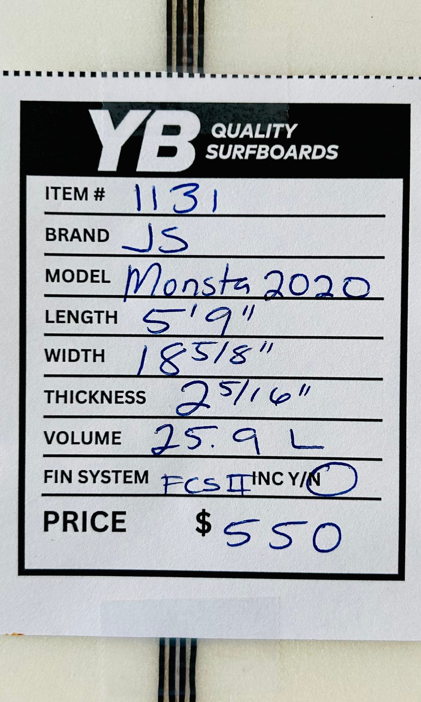 JS 5'9" 25.9L Monsta 2020 Used Surfboard