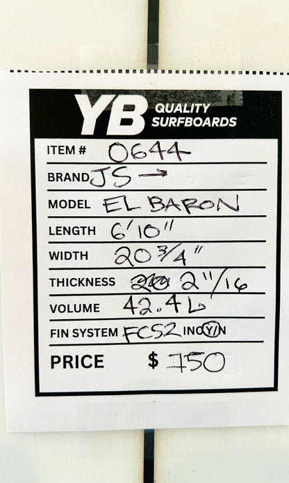 JS 6'10" 42.4L El Baron Surfboard