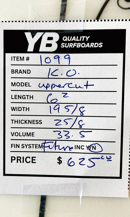 KO 6'2" 33.5L Uppercut Used Surfboard