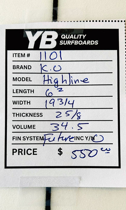 KO 6'2" 34.5L Highline Used Surfboard