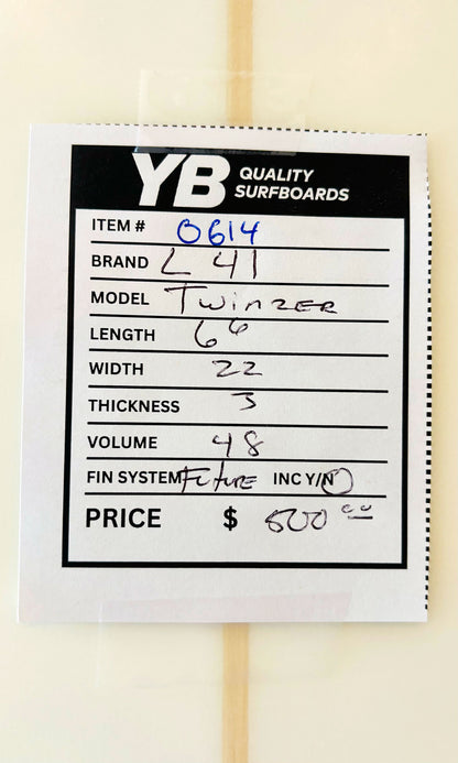 L41 6'6" 48L Twinzer Surfboard