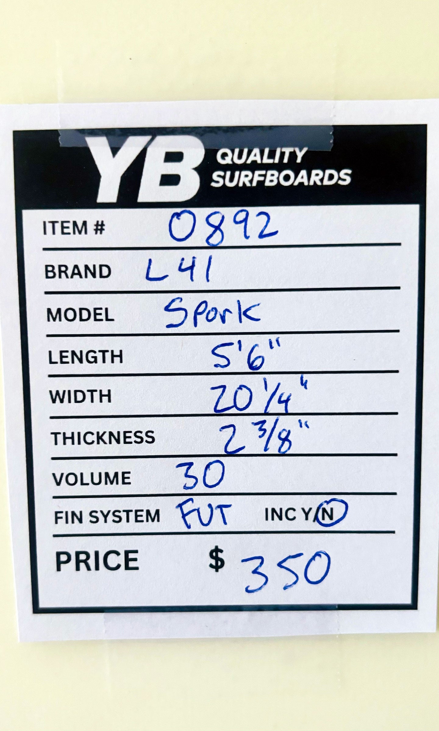 L41 5'6" 30L Spork Used Surfboard