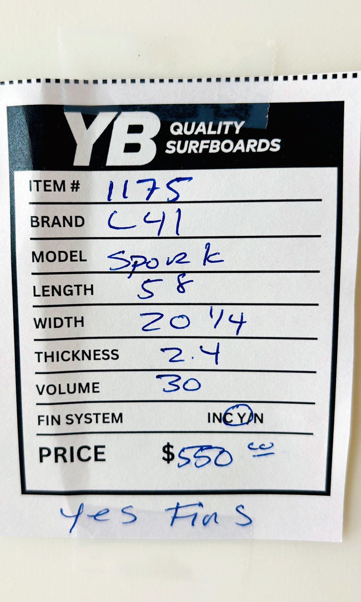 L41 5'8" 30L Spork Used Surfboard