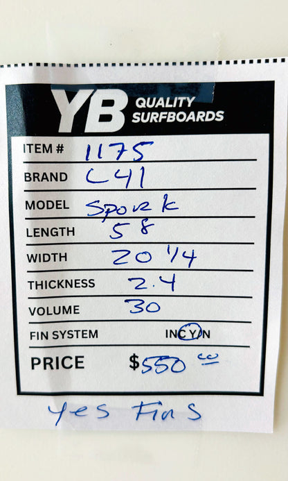 L41 5'8" 30L Spork Used Surfboard