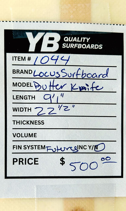 Locus Surfboards 9'1" Butter Knife Used  Longboard