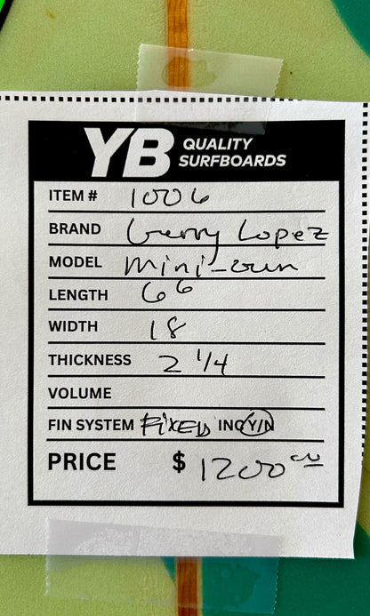 Gerry Lopez 6'6" Mini Gun Step Up Used Surfboard