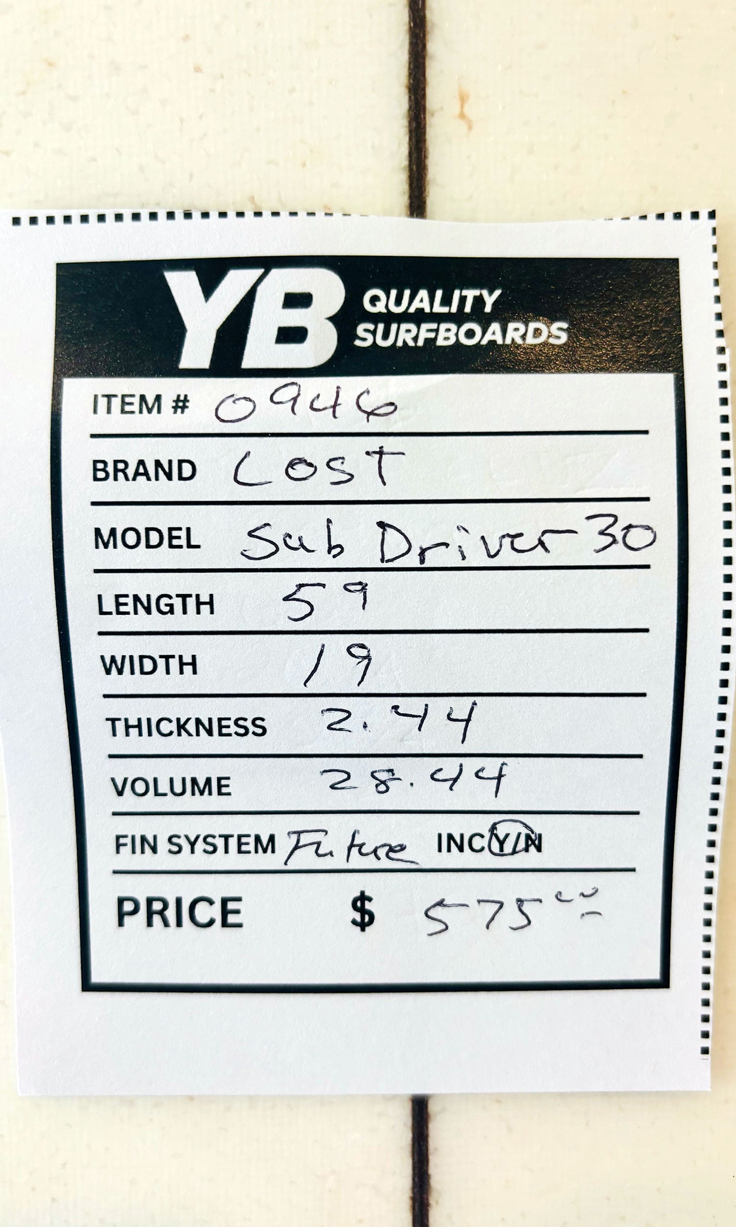 Lost 5'9" 28.44L Sub Driver 3.0 Used Surfboard