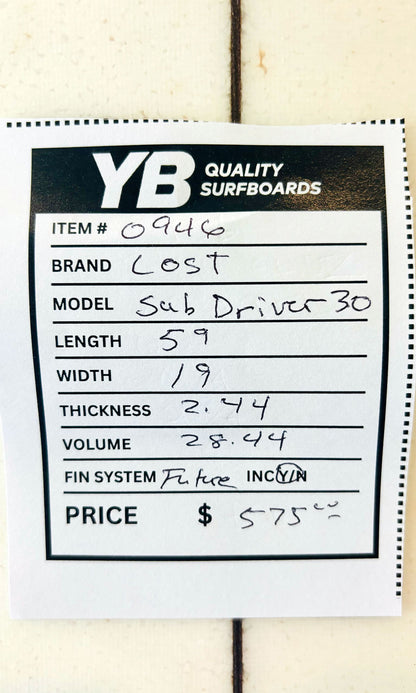 Lost 5'9" 28.44L Sub Driver 3.0 Used Surfboard