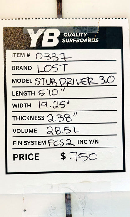 Lost 5'10" 28.5L Stub Driver 3.0