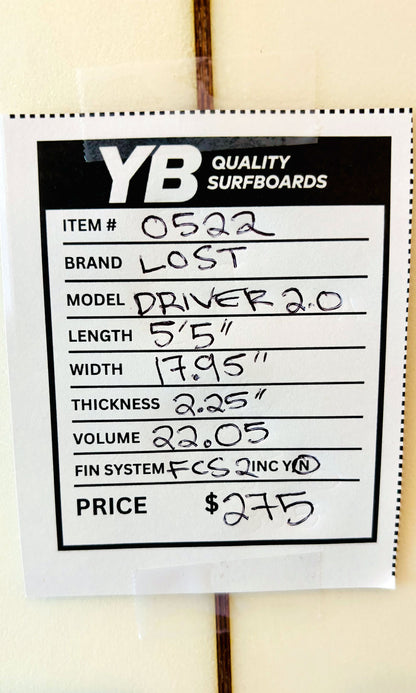 Lost 5'5" 22.05L Driver 2.0 Grom Surfboard