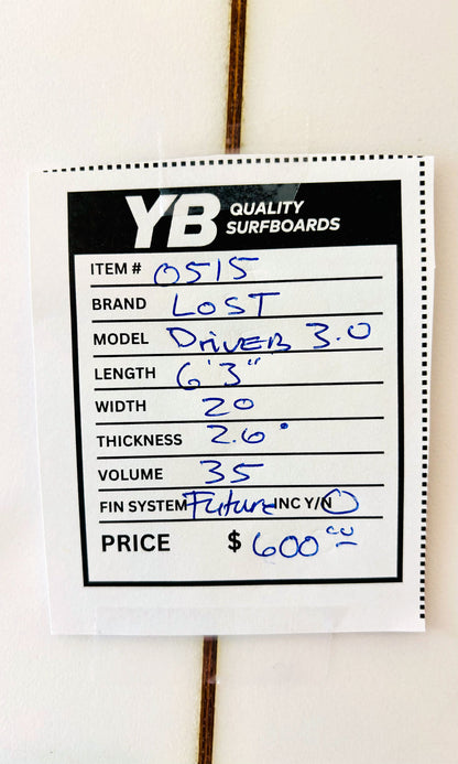 Lost 6'3" 35L Driver 3.0 Surfboard