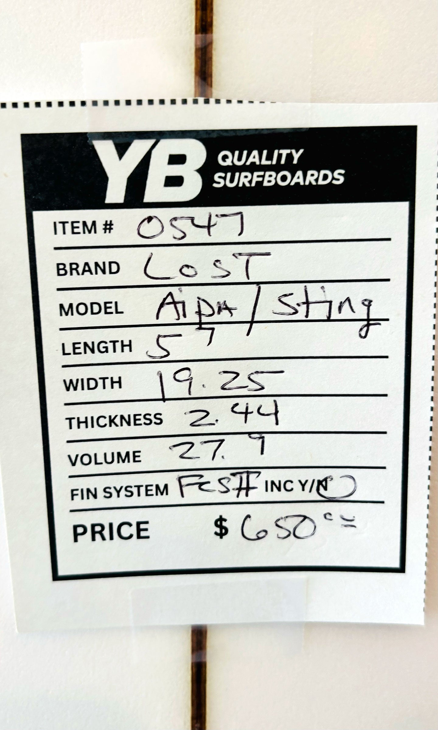 Lost 5'7" 27.9L Aipa Sting Surfboard