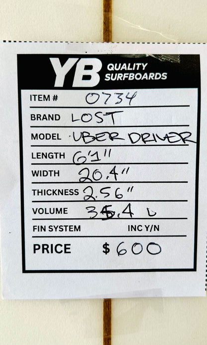 Lost 6'1" 35.4L Uber Driver Used Surfboard