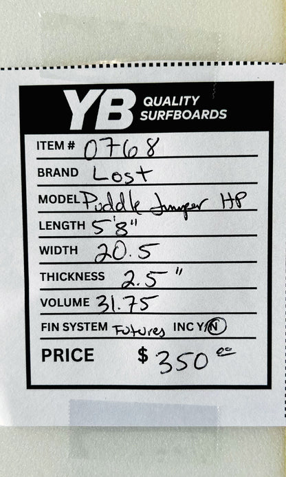 Lost 5'8" 31.75L Puddle Jumper HP Used Surfboard