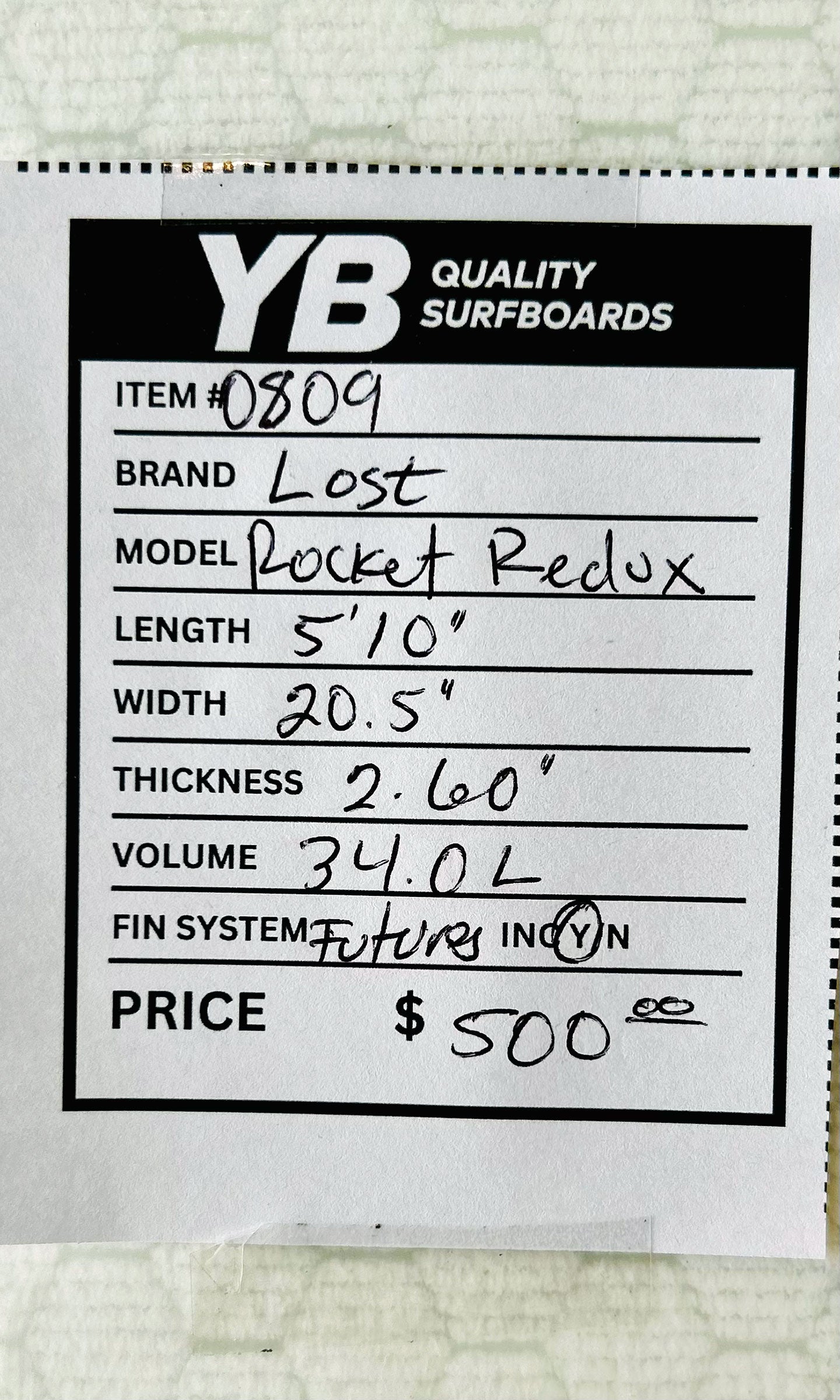 Lost 5'10" 34L Rocket Redux Used Surfboard