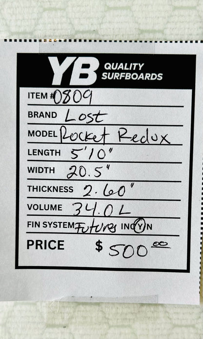Lost 5'10" 34L Rocket Redux Used Surfboard