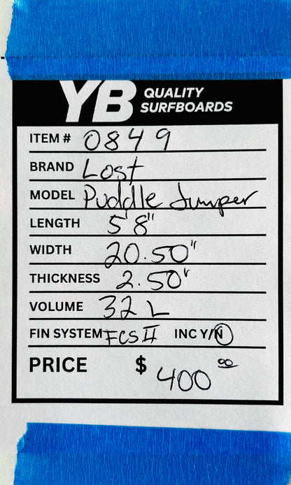 Lost 5'8" 32L Puddle Jumper Used Surfboard