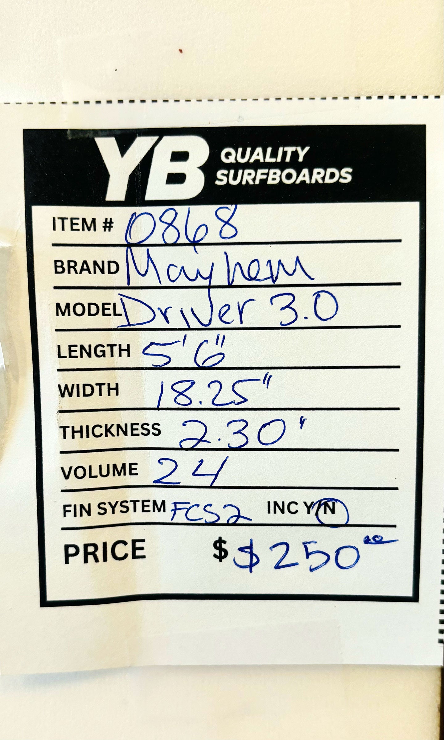 Lost 5'6" 24L Driver 3.0 Used Surfboard