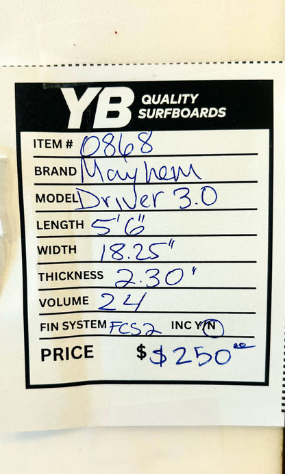 Lost 5'6" 24L Driver 3.0 Used Surfboard