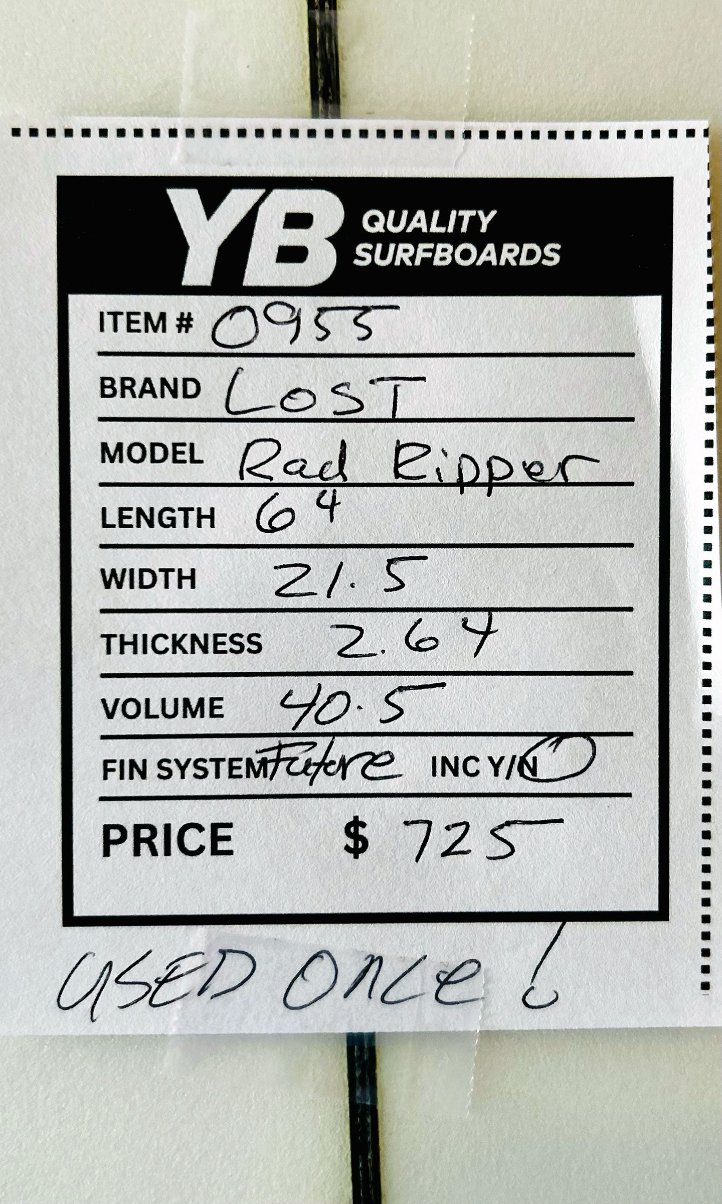 Lost 6'4" 40.5L Rad Ripper Used Surfboard