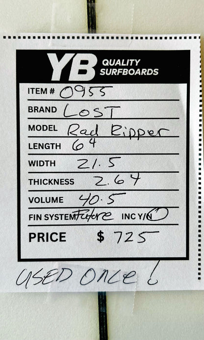 Lost 6'4" 40.5L Rad Ripper Used Surfboard