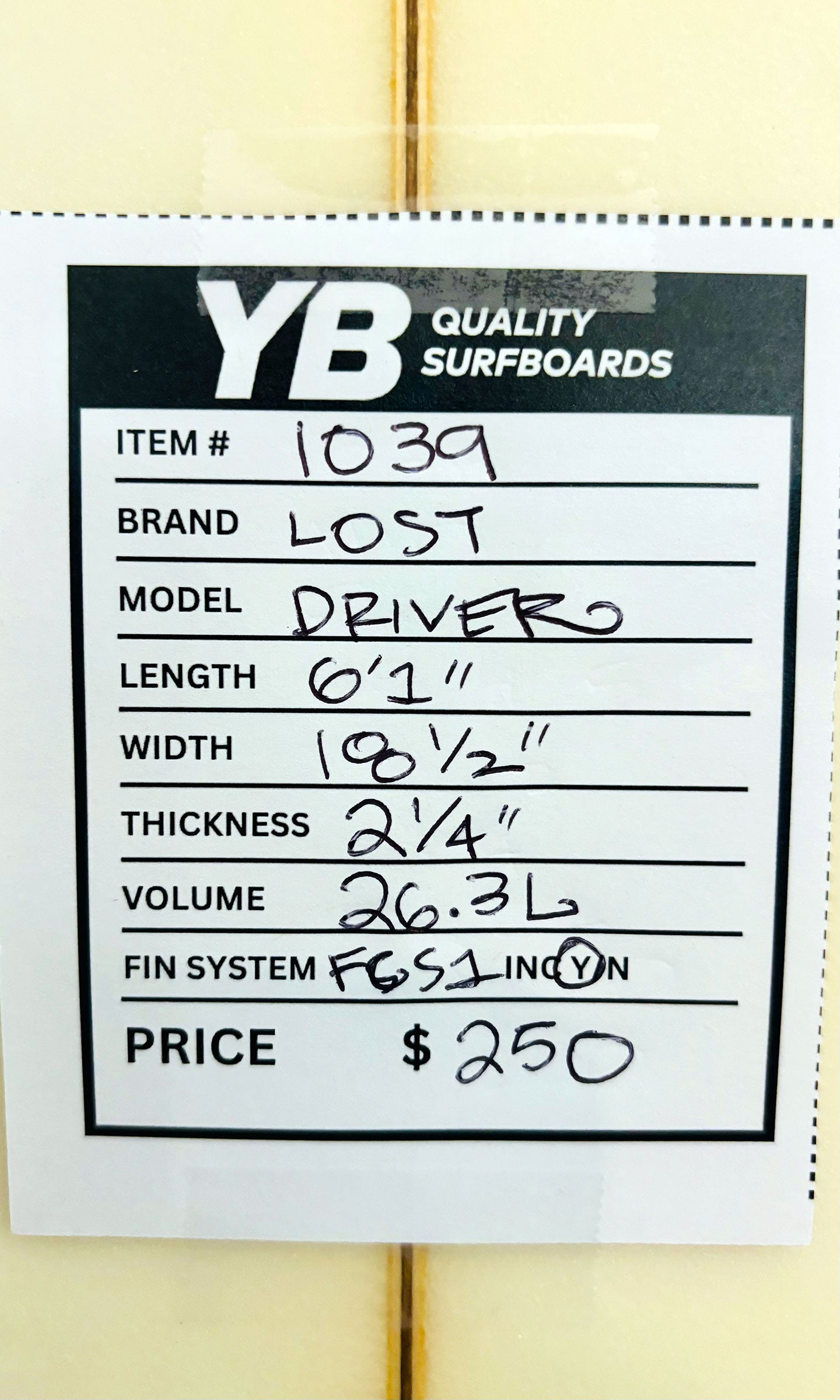 Lost 6'1" 26.3L Driver Used Surfboard