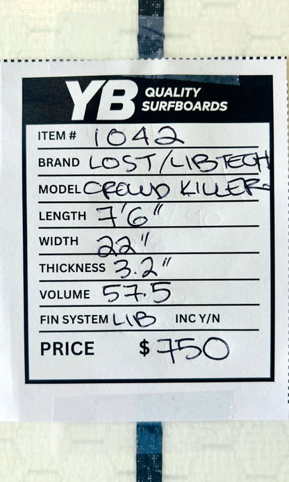 Lost/Libtech 7'6" 57.5L Crowd Killer Used Surfboard